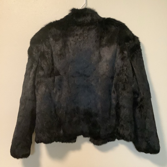 Mademolselle furs vintage L genuine black rabbit fur mob wife quiet luxury coat - Picture 3 of 14